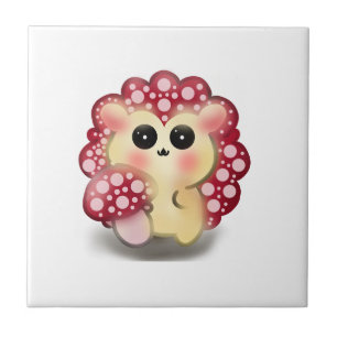 Süße Kawaii Rote Pilz-Igel-Stachelschwamm-Kunst Fliese