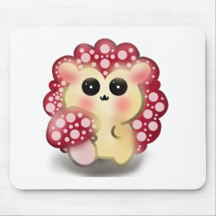 Süße Kawaii Rote Pilz-Igel-Ständer-Kunst Mousepad