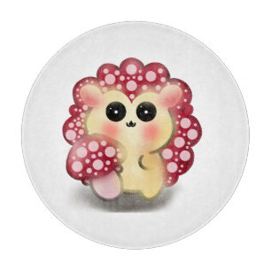 Süße Kawaii Rote Pilz-Igel-Ständer-Kunst Schneidebrett
