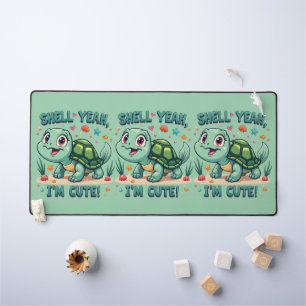 Süße Kawaii-Schildkröte mit lustigem Wortspiel und Schreibtischunterlage