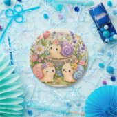 Süße Kawaii-Schnecken mit Blumen Pappteller (Party)