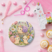 Süße Kawaii-Schnecken mit Blumen Pappteller (Party)