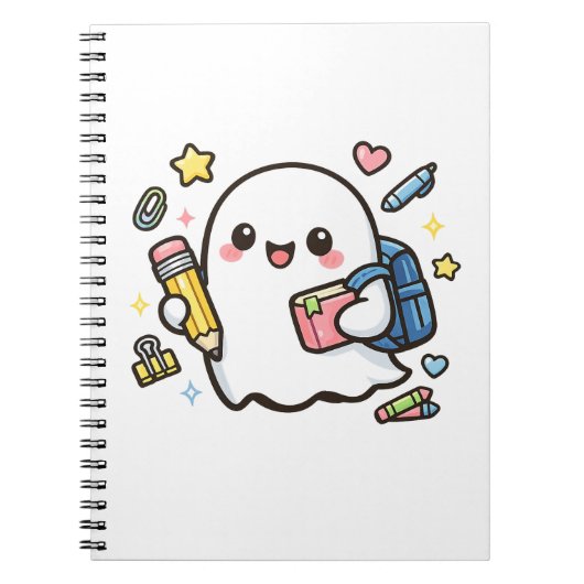 Süße Kawaii-Schul-Geist mit Rucksack Notizblock (Vorderseite)