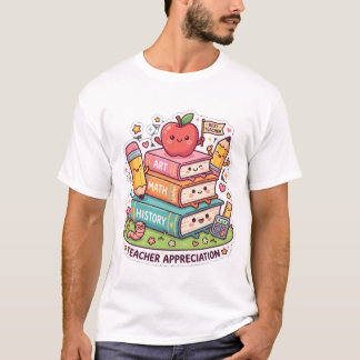 Süße Kawaii Schulbücher Lehrerdankeschen T-Shirt