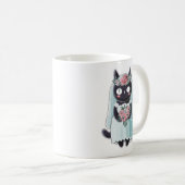 Süße Kawaii-Schwarze Katze mit Schleier Kaffeetasse (VorderseiteRechts)