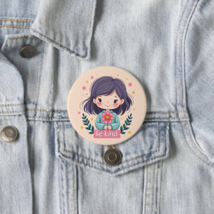 Süße Kawaii-"Sei nett"-Illustration Button