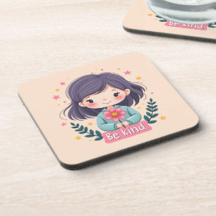 Süße Kawaii-"Sei nett"-Illustration Getränkeuntersetzer