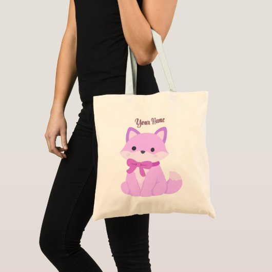 Süße Kawaii Sitzende Lavendel-Fuchs-Bogen-Tasche Tragetasche (Vorderseite (Produkt))