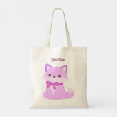 Süße Kawaii Sitzende Lavendel-Fuchs-Bogen-Tasche Tragetasche (Rückseite)