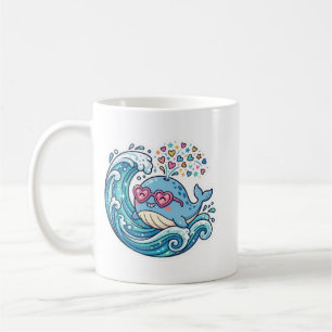 Süße Kawaii Sommer Blauwal Herz Sonnenbrille Ozean Kaffeetasse