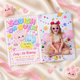 Süße Kawaii Squishies Mädchen Geburtstagsfeier Fot Einladung