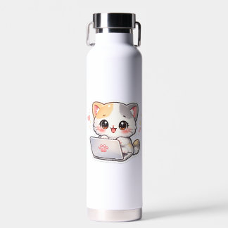 Süße Kawaii-Studienkatze Wasserflasche | Chibi-Kat Trinkflasche