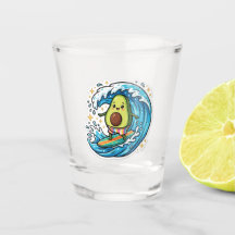 Süße Kawaii-Surf-Avocado-Ozeanwelle-Sommer-Sticker