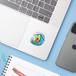 Süße Kawaii Surfer-Avocado Ozeanwelle Sommer Stran Aufkleber