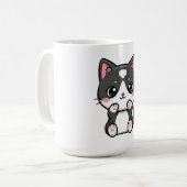 Süße Kawaii-Tabby-Kätzchen-Illustration Kaffeetasse (Vorderseite Links)