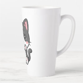 Süße Kawaii-Tabby-Kätzchen-Illustration Milchtasse
