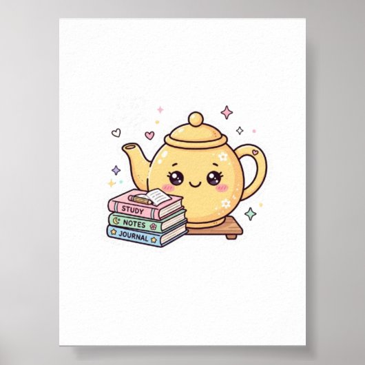 Süße Kawaii Teekanne Study Notes Journal Buchaufkl Poster (Vorne)
