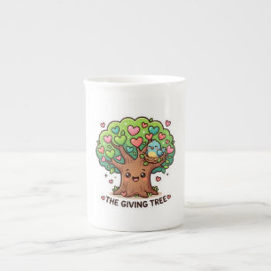 Süße Kawaii-The-Giving-Tree-Herz-Blätter-Güte Porzellantasse