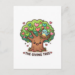 Süße Kawaii-The-Giving-Tree-Herz-Blätter KiSticker Postkarte