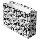 Süße Kawaii-Tier-Doodle-Muster (2) Große Geschenktüte (Rückseite Schrägansicht)