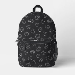 Süße Kawaii-Tier-Linienkunst Individueller Name Sc Bedruckter Rucksack