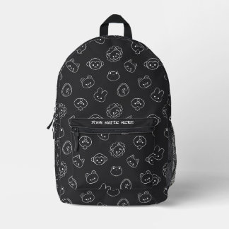 Süße Kawaii-Tier-Linienkunst Individueller Name Sc Bedruckter Rucksack