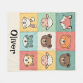 Süße Kawaii-Tier-Patchwork-Kinderzimmer Fleecedecke (Vorderseite (Horizontal))
