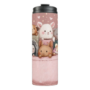 Süße Kawaii-Tier-Wasserfarben-Illustration Thermosbecher