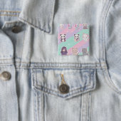 Süße Kawaii-Tiere Pastell Glitter-Abzeichen Button (Beispiel)