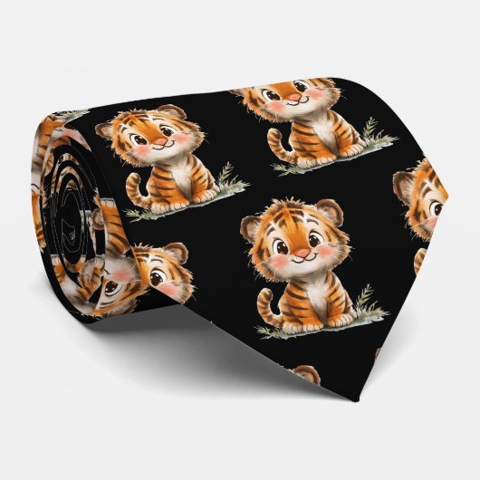 Süße Kawaii-Tiger-Krawatte Krawatte (Gerollt)
