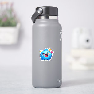 Süße Kawaii Traurige Blaue Schleimfigur Weint mit Aufkleber