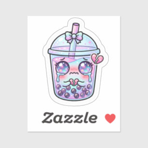 Süße Kawaii Traurige Boba Milch-Tee Weint mit Gebr Aufkleber