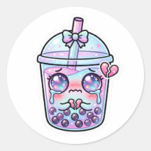 Süße Kawaii Traurige Boba Milchtee Weint mit Gebro