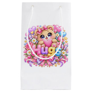 Süße Kawaii Umarmungen Teddybär Pastell Rosa Blume Kleine Geschenktüte
