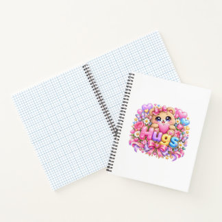 Süße Kawaii Umarmungen Teddybär Pastell Rosa Flora Notizblock