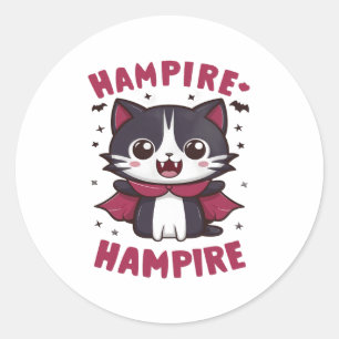Süße Kawaii-Vampirkatze Halloween Runder Aufkleber
