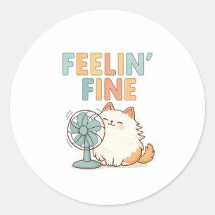 Süße Kawaii-Ventilator-Katzen-Ästhetik-Vinyl-Aufkl Runder Aufkleber