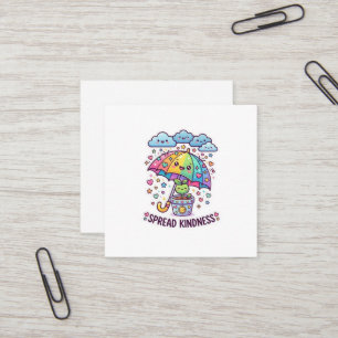 Süße Kawaii Verspreite Freundlichkeit Regenschirm Quadratische Visitenkarte