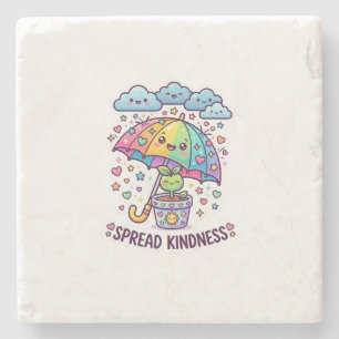 Süße Kawaii Verspreite Freundlichkeit Regenschirm Steinuntersetzer