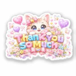 Süße Kawaii Vielen Dank Kätzchen Name Pastell Rosa Aufkleber
