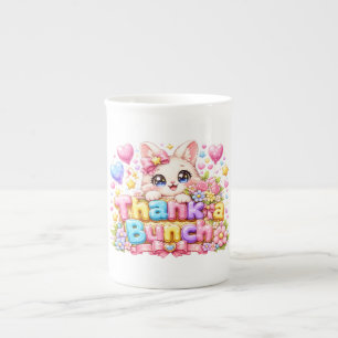 Süße Kawaii Vielen Dank Kätzchen Name Pastell Rosa Porzellantasse