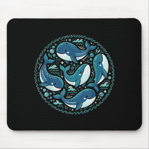 Süße kawaii Wale Muster Ozean Tier Meer  Mousepad