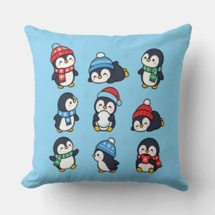 Süße Kawaii Weihnachts-Pinguine Winter-Schneeflock Kissen