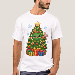 Süße Kawaii-Weihnachtsbaum-Lebkuchen T-Shirt