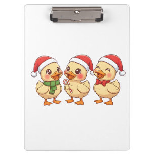 Süße Kawaii Weihnachtsenten   Festliche Feiertage  Klemmbrett