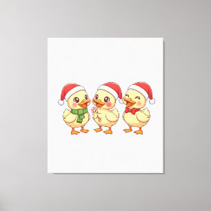 Süße Kawaii Weihnachtsenten Festliche Feiertage Leinwanddruck