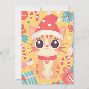 Süße Kawaii Weihnachtskatze Lebkuchen-Geschenke m Feiertagskarte