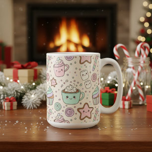 Süße Kawaii-Weihnachtsleckereien  Pastell-Festtage Kaffeetasse