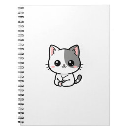 Süße Kawaii weiße graue Katze Notizblock