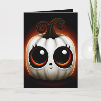 Süße Kawaii Weiße Kürbis Halloween-Illustration Karte